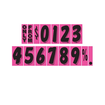 7 1/2 Hot Pink Adhesive Windshield Numbers: 9 Pk